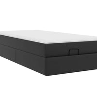 Ottoman-Bett mit Matratze Schwarz 90x200 cm Kunstleder