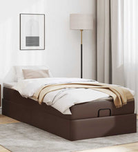 Ottoman-Bett mit Matratze Braun 90x200 cm Kunstleder