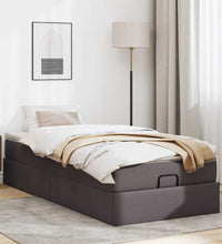 Ottoman-Bett mit Matratze Grau 90x200 cm Kunstleder