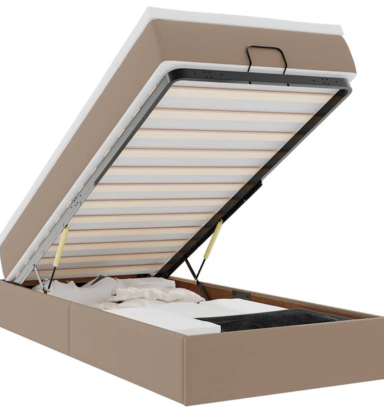 Ottoman-Bett mit Matratze Cappuccino-Braun 90x200 cm Kunstleder