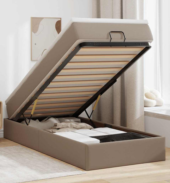 Ottoman-Bett mit Matratze Cappuccino-Braun 90x200 cm Kunstleder