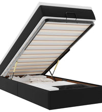 Ottoman-Bett mit Matratze Schwarz 100x200 cm Kunstleder