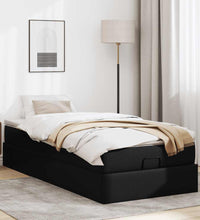 Ottoman-Bett mit Matratze Schwarz 100x200 cm Kunstleder