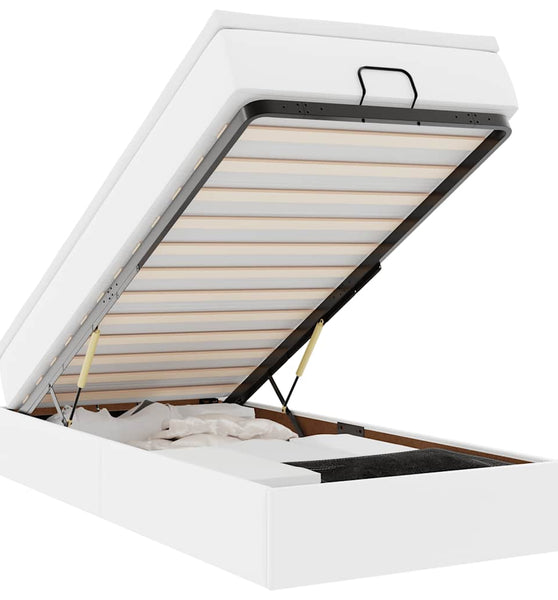 Ottoman-Bett mit Matratze Weiß 100x200 cm Kunstleder