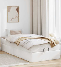 Ottoman-Bett mit Matratze Weiß 100x200 cm Kunstleder