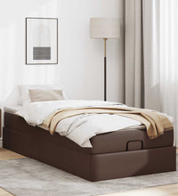 Ottoman-Bett mit Matratze Braun 100x200 cm Kunstleder