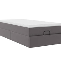 Ottoman-Bett mit Matratze Grau 100x200 cm Kunstleder