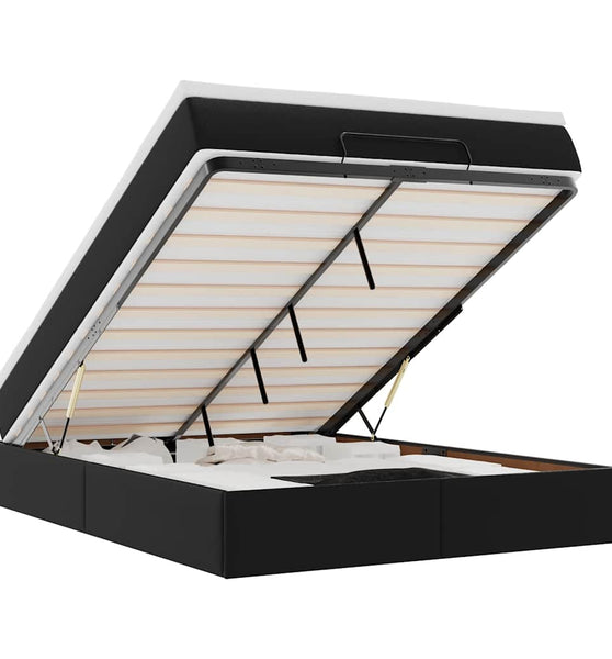 Ottoman-Bett mit Matratze Schwarz 140x200 cm Kunstleder