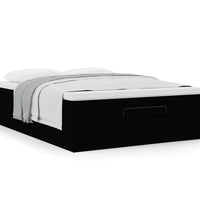 Ottoman-Bett mit Matratze Schwarz 140x200 cm Kunstleder