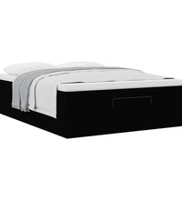 Ottoman-Bett mit Matratze Schwarz 140x200 cm Kunstleder