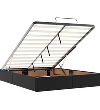 Ottoman-Bett mit Matratze Schwarz 140x200 cm Kunstleder