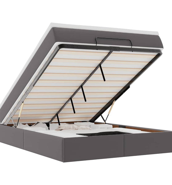Ottoman-Bett mit Matratze Grau 140x200 cm Kunstleder