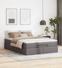 Ottoman-Bett mit Matratze Grau 140x200 cm Kunstleder