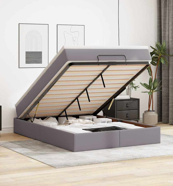 Ottoman-Bett mit Matratze Grau 140x200 cm Kunstleder