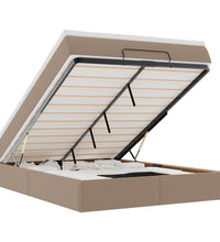 Ottoman-Bett mit Matratze Cappuccino-Braun 140x200cm Kunstleder