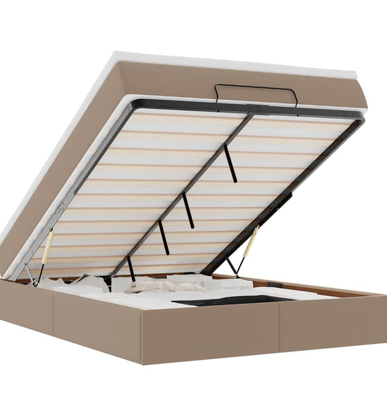 Ottoman-Bett mit Matratze Cappuccino-Braun 140x200cm Kunstleder