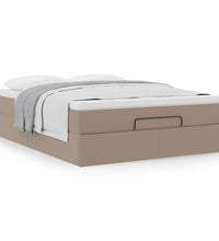 Ottoman-Bett mit Matratze Cappuccino-Braun 140x200cm Kunstleder