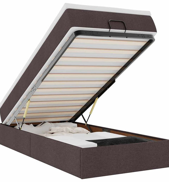 Ottoman-Bett mit Matratze Dunkelbraun 80x200 cm Stoff