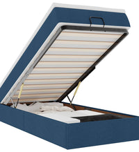 Ottoman-Bett mit Matratze Blau 80x200 cm Stoff