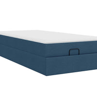 Ottoman-Bett mit Matratze Blau 80x200 cm Stoff