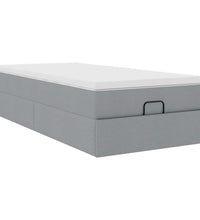 Ottoman-Bett mit Matratze Hellgrau 90x190 cm Stoff