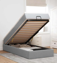 Ottoman-Bett mit Matratze Hellgrau 90x190 cm Stoff