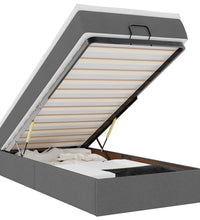 Ottoman-Bett mit Matratze Dunkelgrau 90x190 cm Stoff