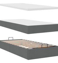 Ottoman-Bett mit Matratze Dunkelgrau 90x190 cm Stoff