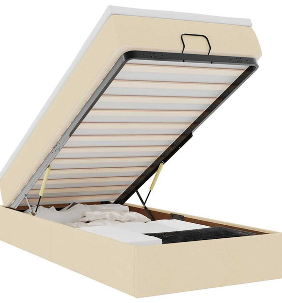 Ottoman-Bett mit Matratze Creme 90x190 cm Stoff