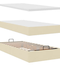 Ottoman-Bett mit Matratze Creme 90x190 cm Stoff