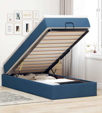 Ottoman-Bett mit Matratze Blau 90x190 cm Stoff