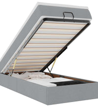 Ottoman-Bett mit Matratze Hellgrau 90x200 cm Stoff