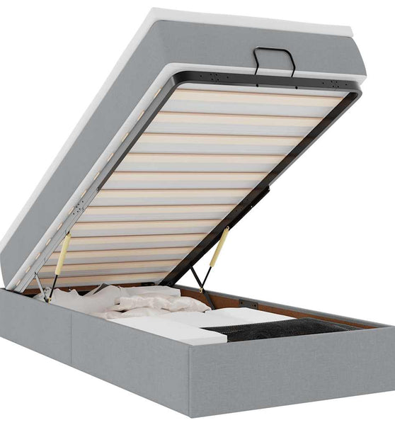 Ottoman-Bett mit Matratze Hellgrau 90x200 cm Stoff