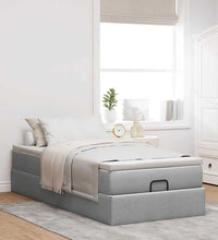 Ottoman-Bett mit Matratze Hellgrau 90x200 cm Stoff