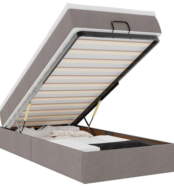 Ottoman-Bett mit Matratze Taupe 90x200 cm Stoff