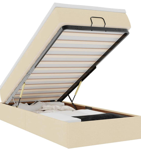 Ottoman-Bett mit Matratze Creme 90x200 cm Stoff