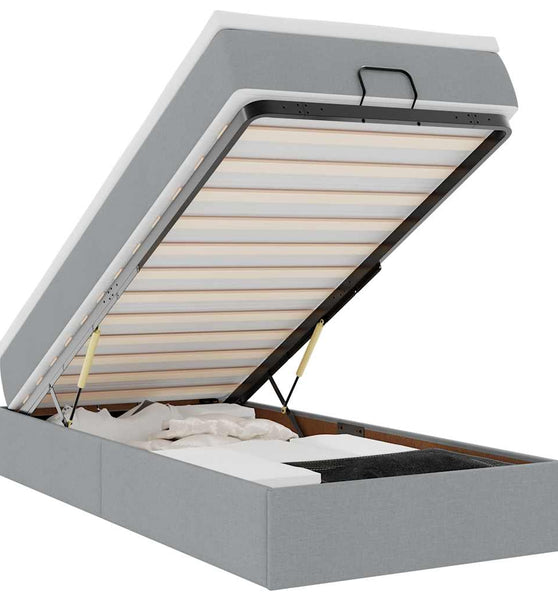 Ottoman-Bett mit Matratze Hellgrau 100x200 cm Stoff