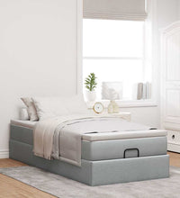 Ottoman-Bett mit Matratze Hellgrau 100x200 cm Stoff