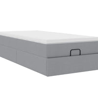 Ottoman-Bett mit Matratze Hellgrau 100x200 cm Stoff