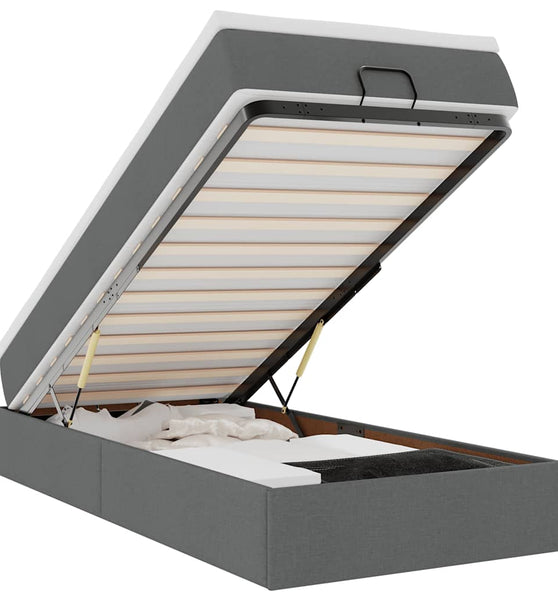 Ottoman-Bett mit Matratze Dunkelgrau 100x200 cm Stoff