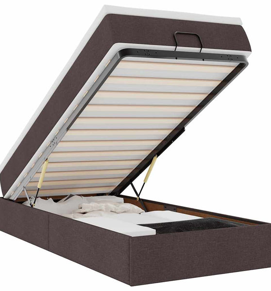 Ottoman-Bett mit Matratze Dunkelbraun 100x200 cm Stoff