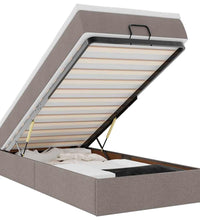 Ottoman-Bett mit Matratze Taupe 100x200 cm Stoff