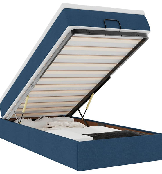 Ottoman-Bett mit Matratze Blau 100x200 cm Stoff