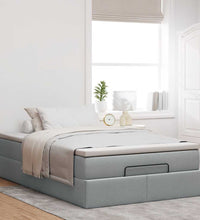 Ottoman-Bett mit Matratze Hellgrau 120x200 cm Stoff
