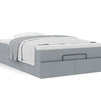 Ottoman-Bett mit Matratze Hellgrau 120x200 cm Stoff