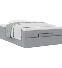 Ottoman-Bett mit Matratze Hellgrau 120x200 cm Stoff