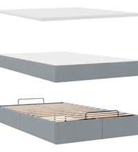 Ottoman-Bett mit Matratze Hellgrau 120x200 cm Stoff