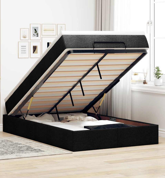 Ottoman-Bett mit Matratze Schwarz 120x200 cm Stoff
