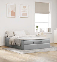 Ottoman-Bett mit Matratze Hellgrau 140x200 cm Stoff