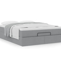 Ottoman-Bett mit Matratze Hellgrau 140x200 cm Stoff
